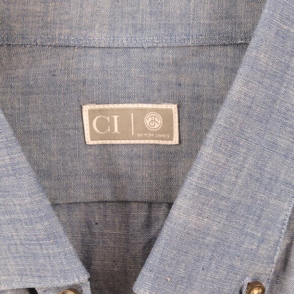 CI by Tom James Heather Dress Shirt Long Sleeve Button Down Blue Size XL Tall - Picture 3 of 7
